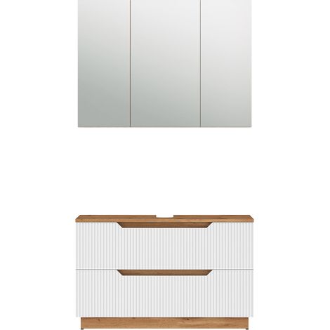 Conjunto de muebles de baño Lotta, Roble/rayas blancas, 2 partes, Vicco (1/5)