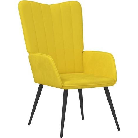 Chaise de salon,Chaise de relaxation Jaune moutarde Velours CFW47149 (1/5)