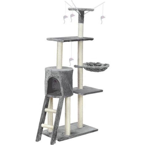 Griffoir arbre à chat XXL 135 x 97 x 55 cm gris (1/5)