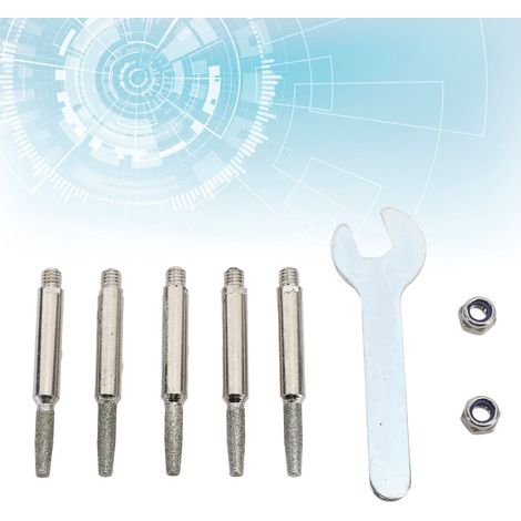 Set aus 5 hochharten Schleifsteinen und Bohrern zum Schärfen von Elektrokettensägen, geeignet zum Schleifen von kleinen Kettensägen, Schmuck und Steinen. (1/5)