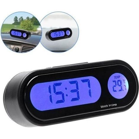 Elektronische Uhr mit Thermometer und LED-Anzeige – Schwarz – Wohnzimmer – Rechteckig (1/5)