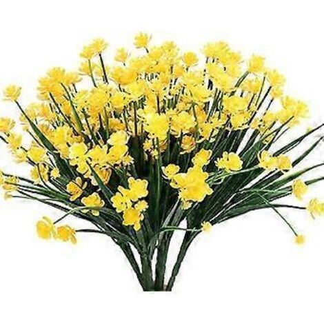 Lot de 4 bouquets de fleurs artificielles d'extérieur, résistantes aux UV et inaltérables, pour la décoration de jardin, porche ou jardinière. Plantes artificielles en plastique pour la décoration de