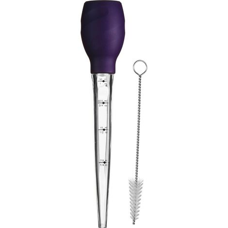 Interiors By Premier Purple Silicone Baster With Brush,Clear Plastic Dropper With ml & oz Measurements,Silicone Food Baster (1/2)