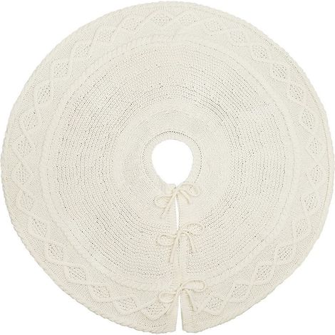 Ardoise De Sapin De Noël - Nappe Ronde En Tricot Pour Arbre De Noël - 62 Cm - Blanc - Pour Décoration Intérieure Fêtes Et Réveillons (1/5)