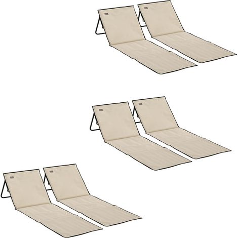 6er-Set Faltbare Strandmatte Sonnenliege Verstellbar mit Tragetasche und Magazintasche aus Stahl und Oxford