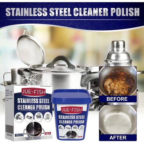 Stainless steel cleaning paste, kitchen stove stain remover, pot bottom cleaner, rust and black stain remover - 100g box (1/5)