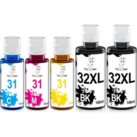 31XL 32XL Cartouche d'encre Remplacement pour HP 31 32XL Compatible avec Smart Tank 555 455 457 570 559 655 7305 7605 7306 7005 5105 (2 Noir 1 Cyan 1 Magenta 1 Jaune) (1/5)