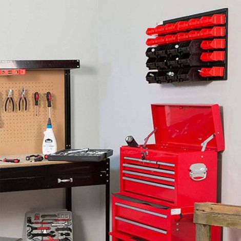 TrAdE Shop Traesio - Pannello Da Parete Con 32 Box Contenitori Portautensili Organizer Porta Attrezzi - (1/4)