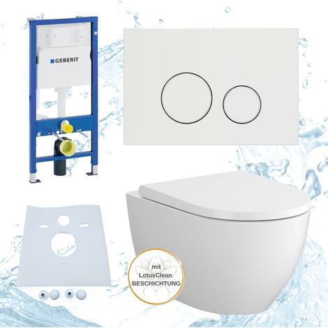 Geberit Vorwandelement Bartolo WC spülrandlos Drückerplatte weiß Komplettset