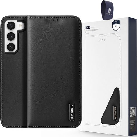 Funda Dux Ducis Hivo para Samsung Galaxy S23+ con tapa tipo cartera y soporte, bloqueo RFID, color negro. (1/5)