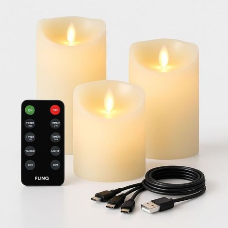Bougies Led Rechargeables USB - Made in Cire - Fausse Bougie Flamme Vacillante - Par Télécommande - Batterie longue Durée - 3 unités (1/5)
