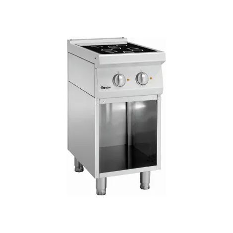 Fourneau inox vitro électrique 2 Zones, sur support ouvert, 4600 W, 400 V - TRI