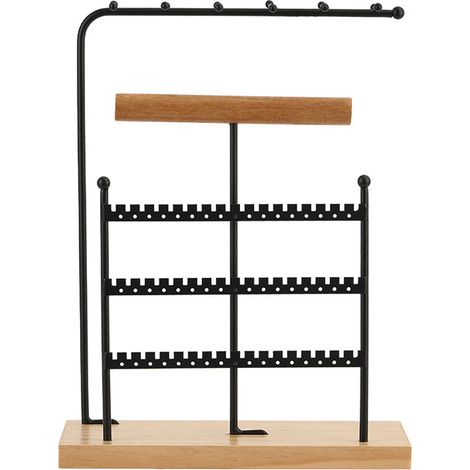 Soporte multifuncional para joyas, fabricado en hierro y madera, para exhibición y almacenamiento en el hogar o en la tienda. (1/5)