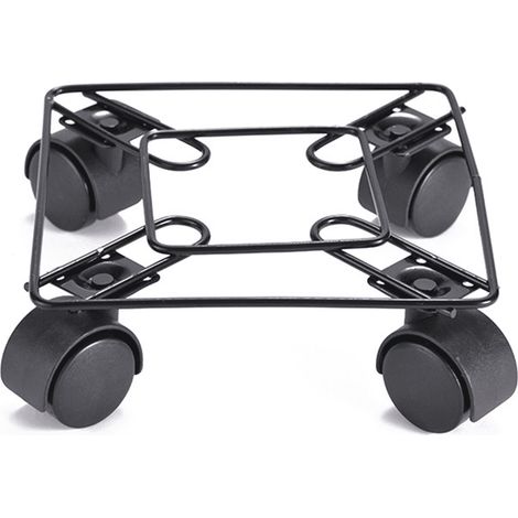 Support Roulant Pour Plantes - Plateau Ronde 18 cm - Roulettes 360° - Métal et Plastique - Noir - 1 Pièce (1/5)