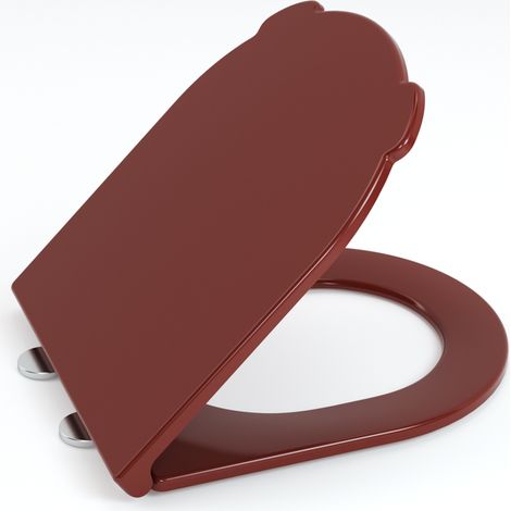 Abattant WC Forme D Universel en Thermodur AquaWise Céramique Anti-jaunissement,Cuvette Toilette avec frein de chute Déclipsage Rapide carmin