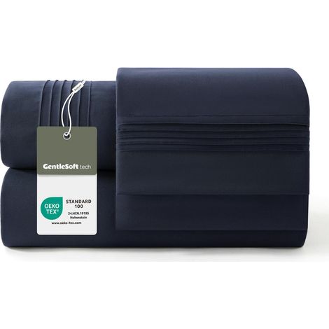 Ensemble de literie 4 pièces respirant bleu marine 150x200cm + 2 taies d'oreiller 50x75cm