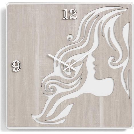 Orologio da parete moderno 50X50 WOMAN in legno laminato BRC (1/2)