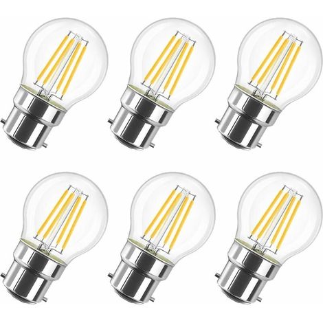 4W LED Filamentlampe Bajonett G45 B22, 2700K Warmweiß, 470Lm, Vintage Glühbirne, Nicht Dimmbar, 6er Pack [Energieklasse E] (1/5)