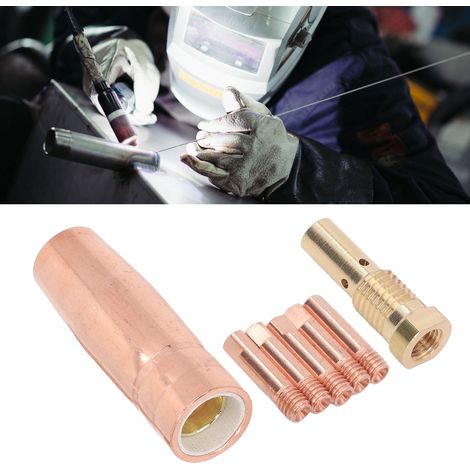 Kit de buse de protection tout cuivre de 0,9 mm pour torches de soudage MIG avec tête de buse de 0,9 mm, compatible avec Century FC90/80GL Forney Easy Weld Titanium Easy Flux Lincoln Craftsman Ch (1/5)