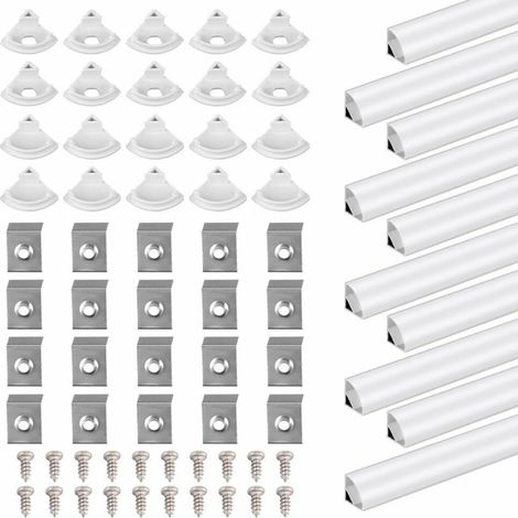 10 profilés LED en aluminium anodisé de 1 m pour rubans LED (1/5)