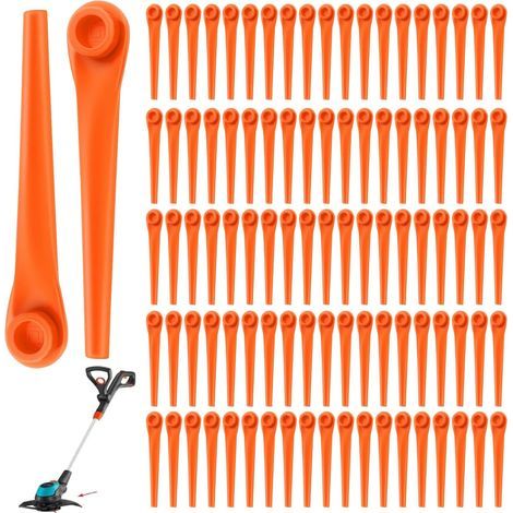 Chuancheng Confezione da 100 lame di ricambio in plastica per tagliabordi Gardena 9823 9825 9820 9821, 70 mm (1/5)