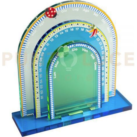 CALENDARIO PERPETUO SIBILLA IN CRISTALLO ACRILICO DECORATO BLU