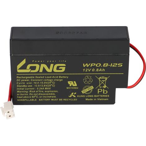 Kung Long WP0.8-12S 12V 0,8Ah JST Stecker AGM Blei Batterie (1/5)