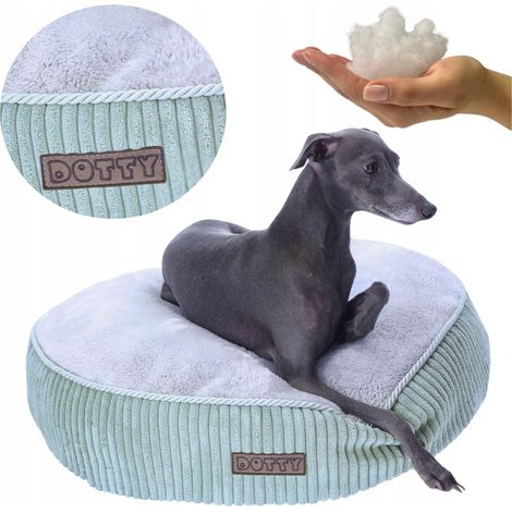 Cama redonda para perros DOTTY, puf, cojín para gatos, pana, felpa minky (1/5)