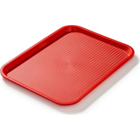 Rechteckiges Serviertablett – 1 Stück – Rotes Polypropylen – Abgerundete Kanten, abwaschbar – Für Schnellimbisse und Restaurants – 40 x 30 cm (1/2)