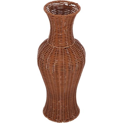 Vase De Sol Imitation Rotin Grand Vase Rotin DéCoratif Fleurs SéChéEs À Fleurs Tissé pour Salon Bureau Maison 43.00 X 17.00 X 14.00 Cm Brun Clair (1/5)