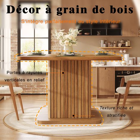 Mesa de comedor 80x80x76 cm de Melaminado y metal marrón oscuro, con almacenaje para cocina FloraGrace (1/5)