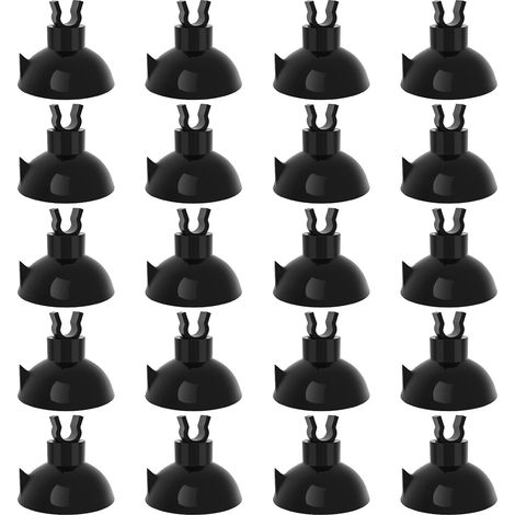 Ventouse Aquarium - 20 Pièces - Plastique Noir - Pour Tuyau 0,5cm - Fixation Stable - Diamètre 3cm (1/5)