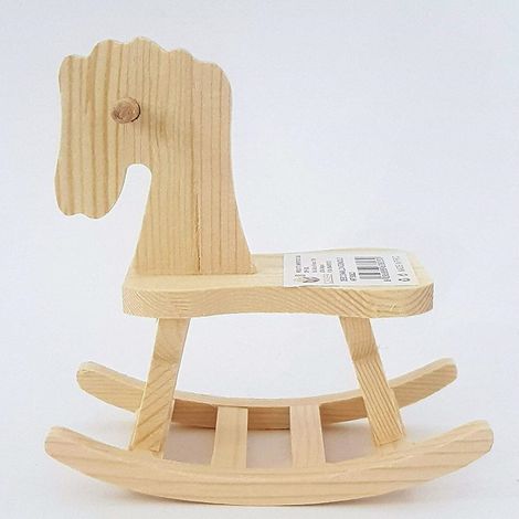 Trade Shop - 2 CAVAL PEZZI DONDOLO LEGNO RF63823 DECORATION 12X11X6.5CM DECOUPAGE -