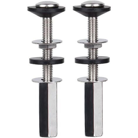 Lot de 2 boulons de réservoir de Toilettes à Cuvette, boulons de Toilette Robustes antirouille avec écrous Longs, Double rondelles en Caoutchouc pour boulons de réservoir de Toilettes et vis (1/4)