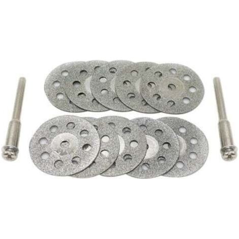 Disques de coupe diamantés 30 mm, Lot de 10 disques avec mandrins pour outil rotatif (1/4)
