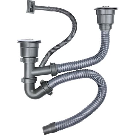 Kit de vidange d'évier universel avec deux tuyaux de vidange rapide, compatible avec plusieurs modèles, facile à installer