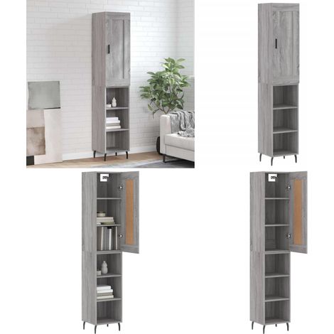 Highboard Grau Sonoma 34,5x34x180 cm Holzwerkstoff - Holzwerkstoff - Schrank (1/5)