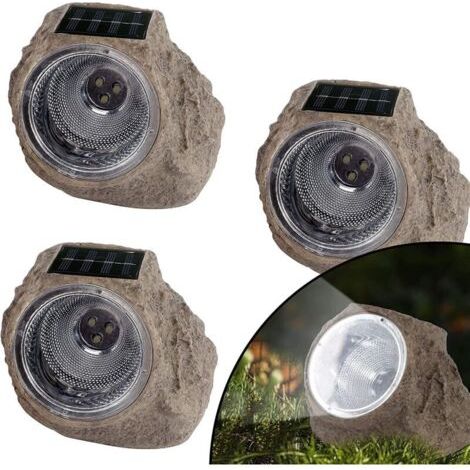 3 Pièces Lampes Solaires de Roche, Lumière de Pierre de Jardin à énergie Solaire Extérieur Projecteur LED étanche Décoratif pour Décor, Sentier, Passerelle, Paysage (1/5)