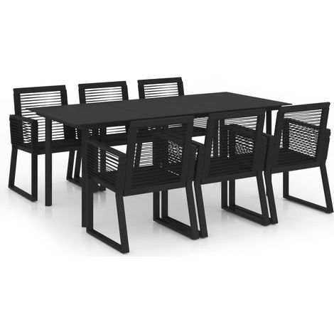 Salon de jardin 7 pcs Contemporain, Ensemble repas de jardin, Rotin PVC Noir OIB1153E (1/5)