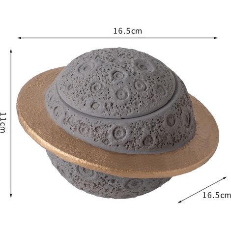 Urne funéraire en forme de lune pour animaux de compagnie : sphère céleste dorée en forme d’anneau – grise pour les cendres de l’animal, souvenir hermétique (gris) (1/2)