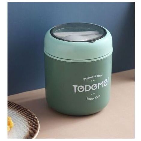 GROOFOO Thermos Alimentaire Chaud, Boîtes Alimentaires Isothermes,Thermos Alimentaire Acier Inoxydable Avec Cuillère Pliante,Lunch Box sans BPA,pour Repas Chaud,Café,Soupe à Emporter(Vert) (1/5)