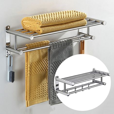 SIENTICE  Portasciugamani da bagno a parete, staffa da parete per bagno in acciaio inox non poroso, 60 cm (1/5)