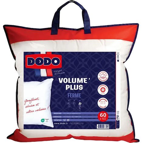Oreiller DODO ferme - 750g/m² - Enveloppe 100% Coton percale - 60x60cm - PURE CONFORT