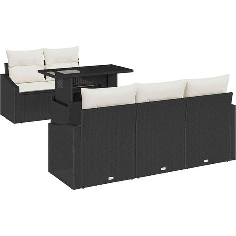 Maison Exclusive - Garten-Sofa-Set mit Speicher 6 pcs Schwarz Pol (1/5)