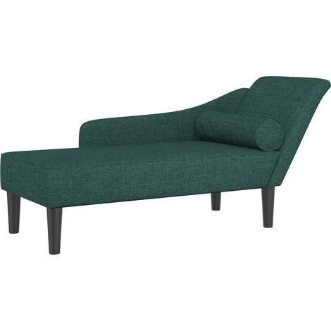 Chaise longue  Transat  Bain de soleil avec coussins vert foncé tissu (1/5)