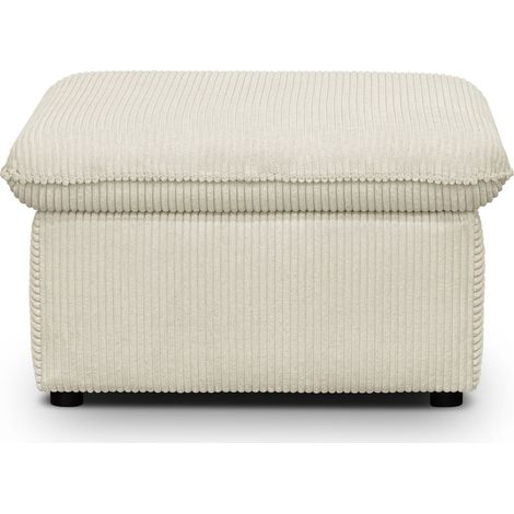 Pouf coffre de rangement en velours côtelé beige - Baya