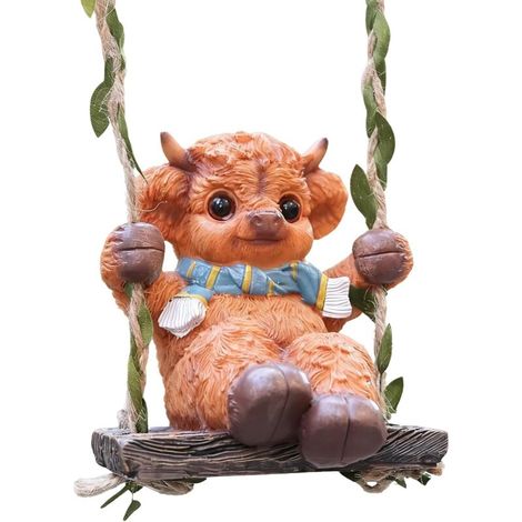 Figurine de vache Highland, en résine synthétique, décoration animale de ferme pour intérieur et extérieur (1/5)