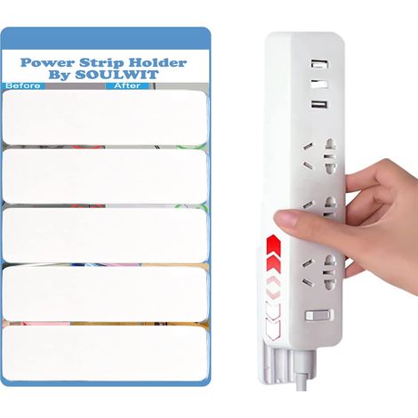 Lot de 5 Auto-adhésifs Support Mural pour multiprise, système de Gestion de câbles Gratuit pour routeur télécommandé, Ordinateur, Cuisine, Maison et Bureau (1/5)