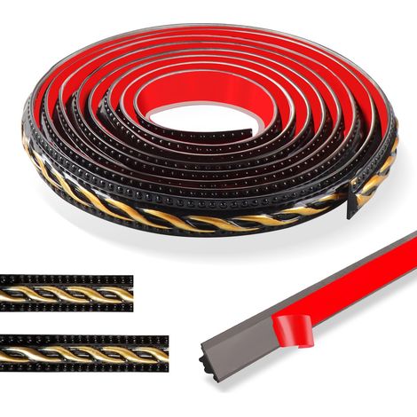 Moulure Murale Vintage 3D Flexible Auto-Adhésif 300cm - Décorative, Imperméable, pour Plafond, Porte et Décoration Maison (2cm-Noir avec Or) (1/5)
