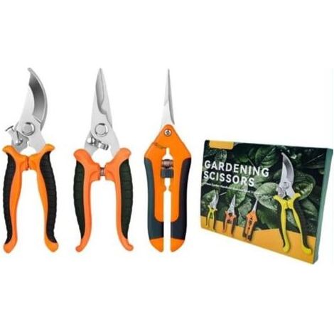 Ensemble de 3 sécateurs de jardinage Ciseaux de jardinage en acier inoxydable Ensemble de sécateurs de jardin Ciseaux de jardin pour plantes Fleurs Arbres fruitiers